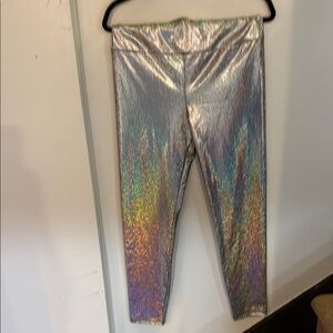 Forever 21 Silver Holographic Leggings